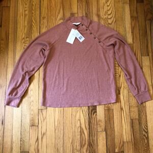 Brea Canyon NWT Women's Coral Mock Neck Sweater Button Detail Size L